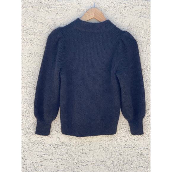 Madewell Eaton Puff Sleeve Pullover Sweater Black- XXS - Picture 6 of 8